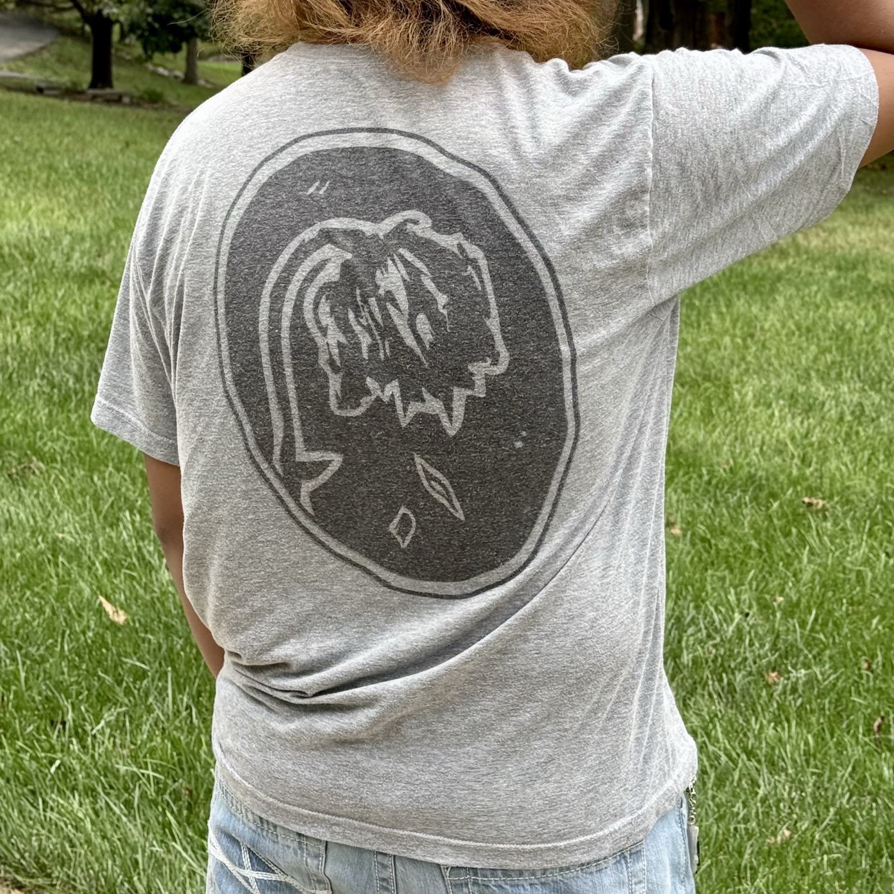 Gray shirt — back